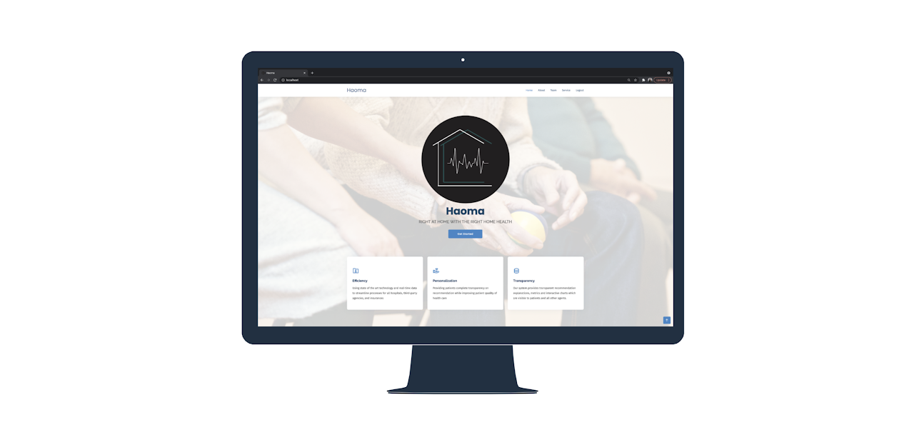 Haoma Connect platform homepage showing the integrated home health referral system